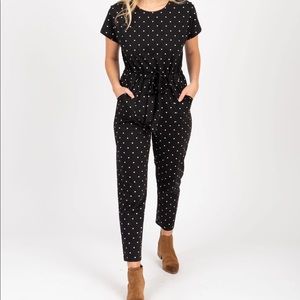 Piper & Scoot Polka Dot Jumpsuit Drawstring Waist